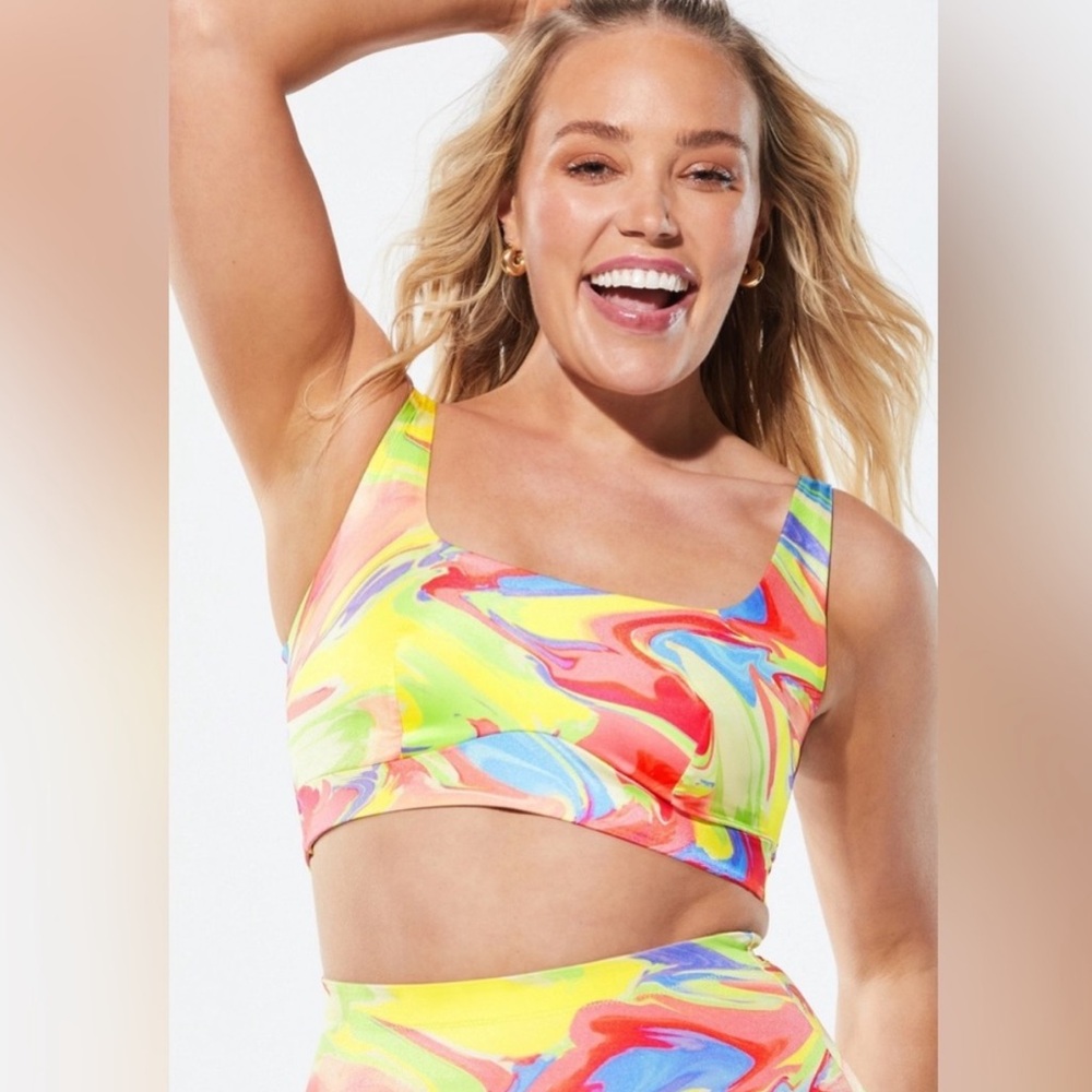Yitty Lizzo Rainbow Pride Shaping Midi Bralette Sports Bra Sz L